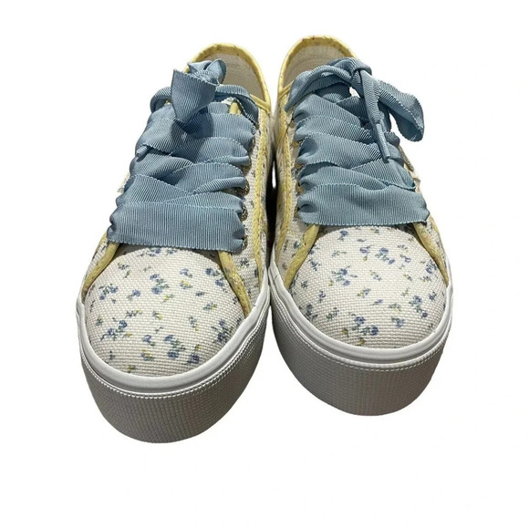 LoveShackFancy Superga Platform Sneakers sz EU 40 US 9 Low Top Yellow Blue Shoes - Picture 4 of 16